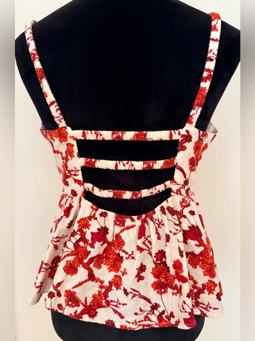 Forever 21 Babydoll Backless Peplum Cami Floral Top - Size L - Picture 5 of 6